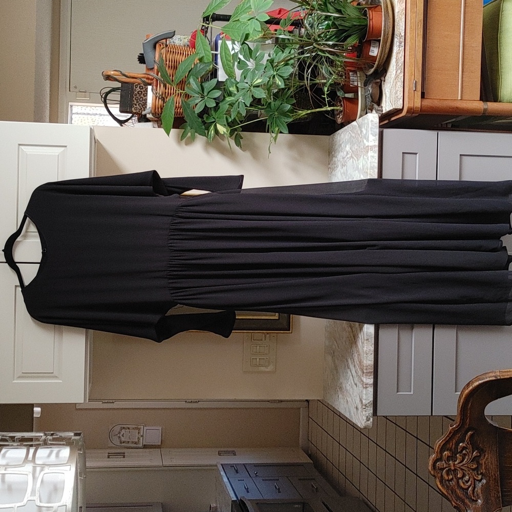 Vintage Black Chiffon Batwing Palazzo Jumpsuit L